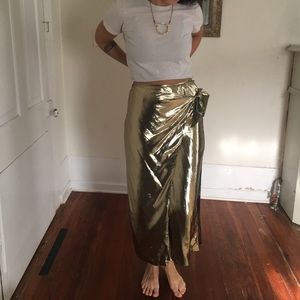 Vintage Gold Lamé tie skirt